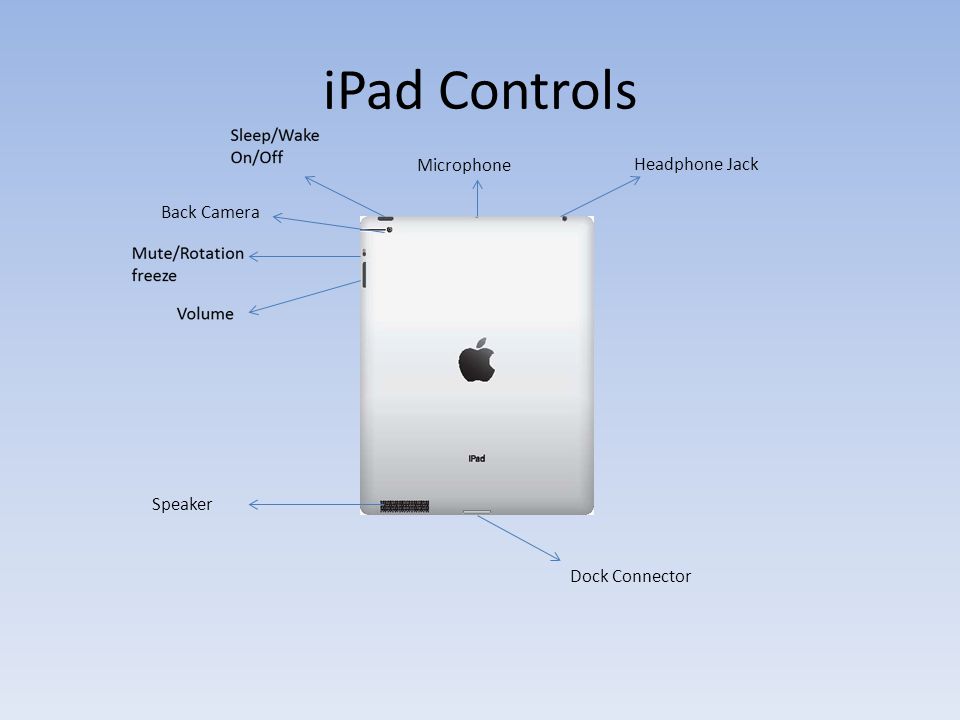 iPad Controls Back Camera Microphone Headphone Jack Speaker Dock Connector