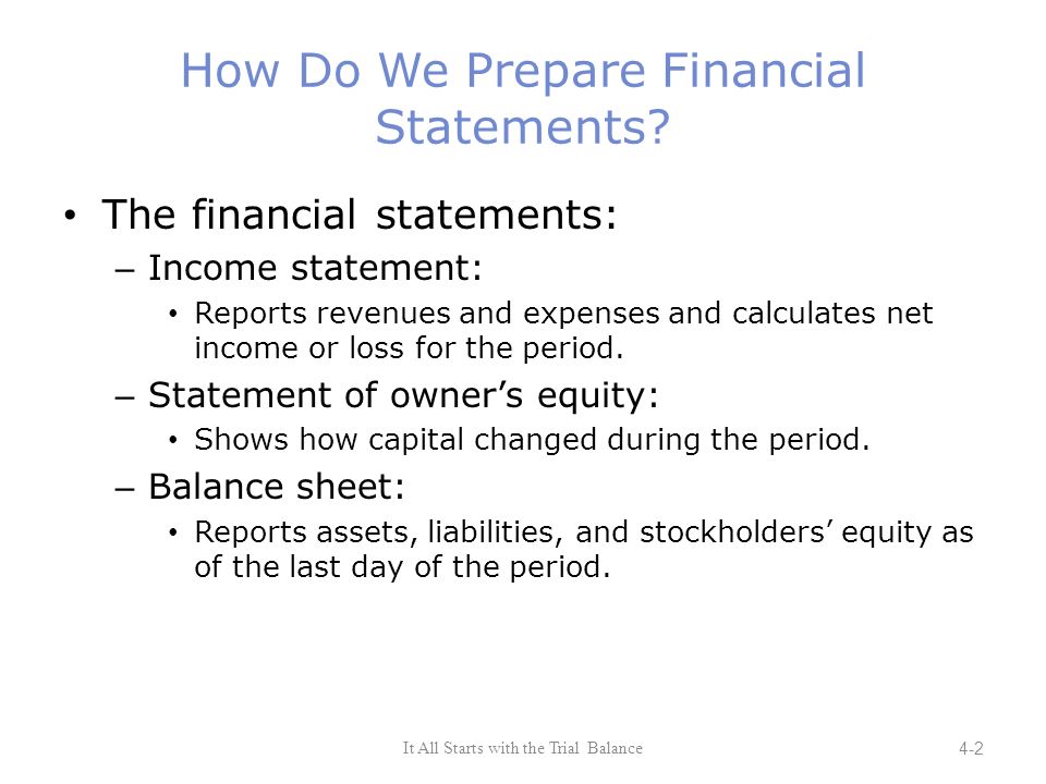 prepare financial statement