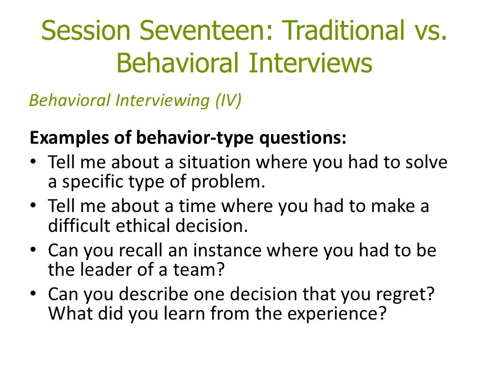 behavioral type questions