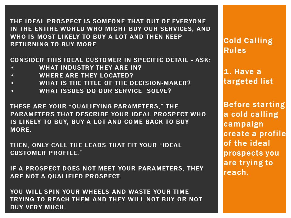 Cold Calling Rules 1.