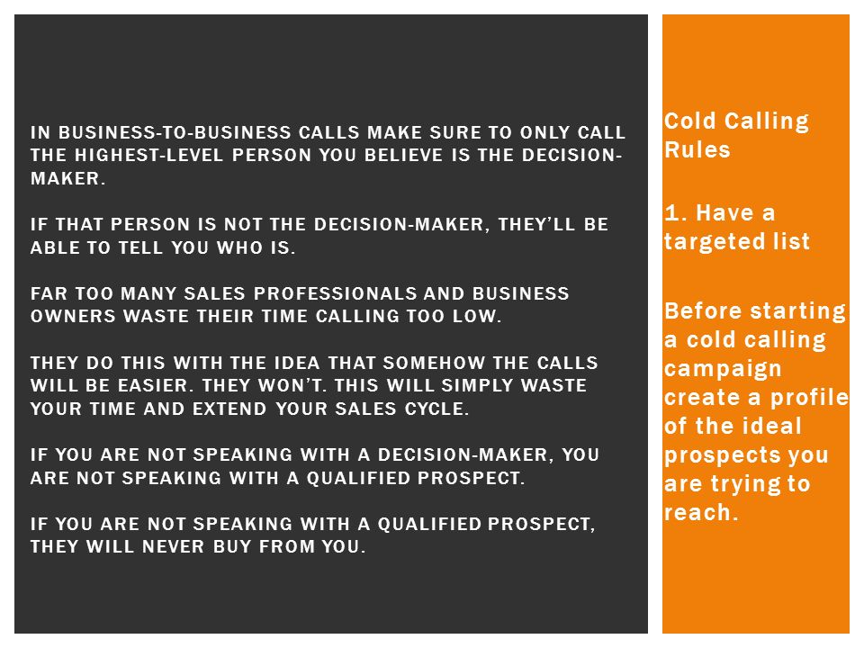 Cold Calling Rules 1.