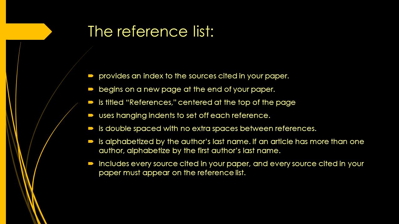 formatting a reference list
