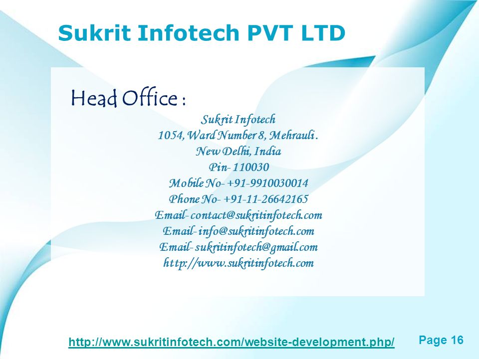 Page 15 Sukrit Infotech PVT LTD Visit This Site :   development.php   click.php   engine-optamization.php   development.php   design.php