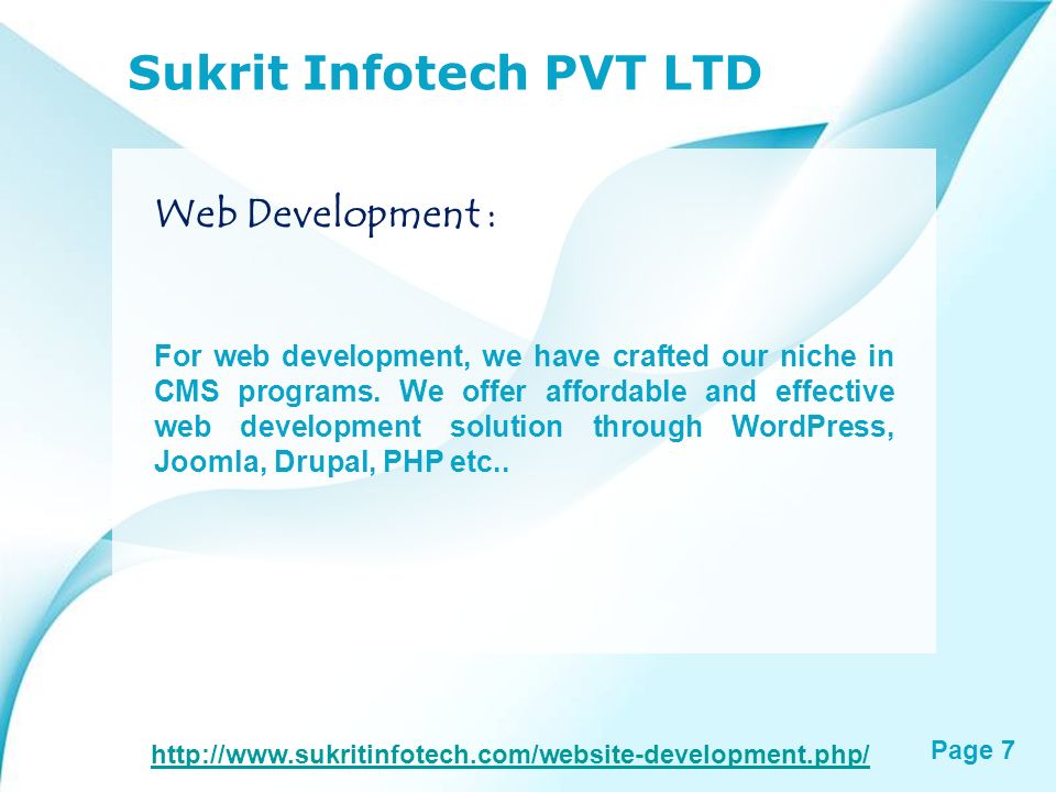 Page 6 Sukrit Infotech PVT LTD Website Designing : We focus on custom web designing services.