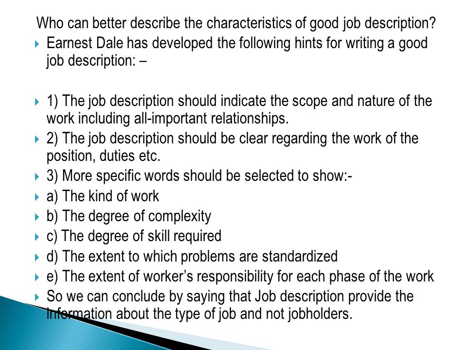good characteristics for a job
