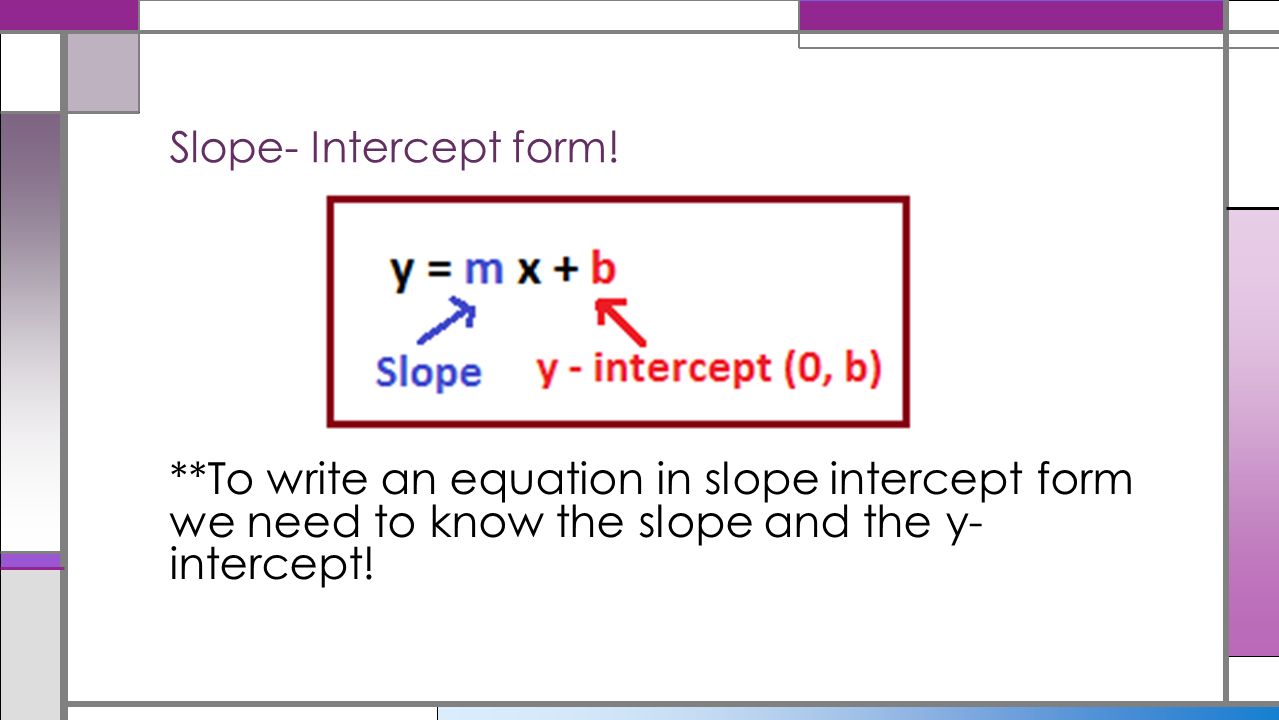 write slope intercept form 8 in order to join a yoga club there is a $100 annual fee and a $5 fee for each class you attend write an equation in slope-intercept form that. write slope intercept form 8 in order to join a yoga club there is a $100 annual fee and a $5 fee for each class you attend write an equation in slope-intercept form that.