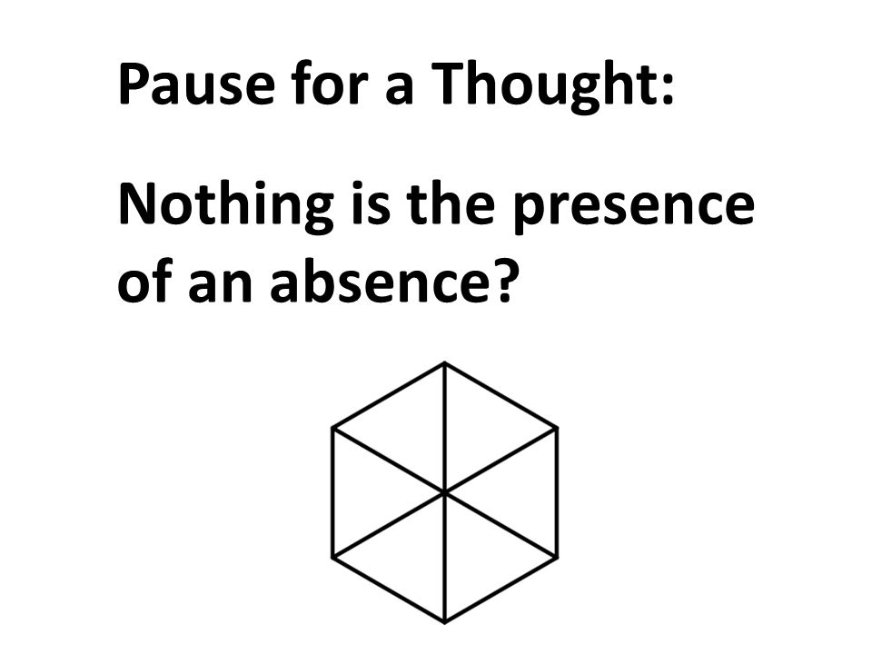 Pause for a Thought: Nothing is the presence of an absence