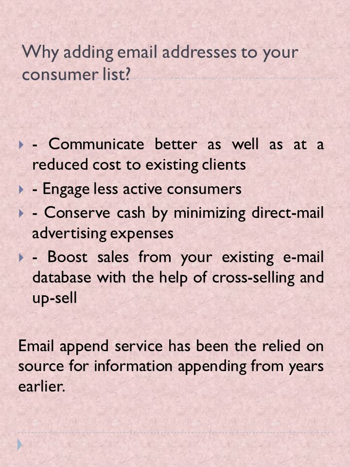 Why adding  addresses to your consumer list.