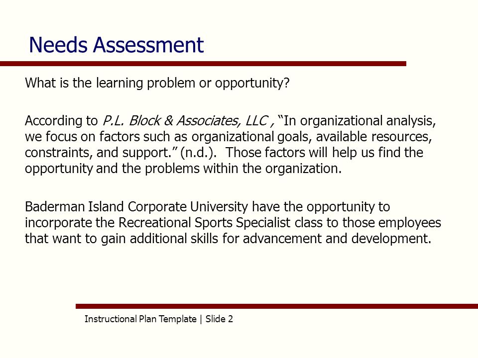 instructional plan template slide 1 aet 515 instructional plan organizational analysis template
