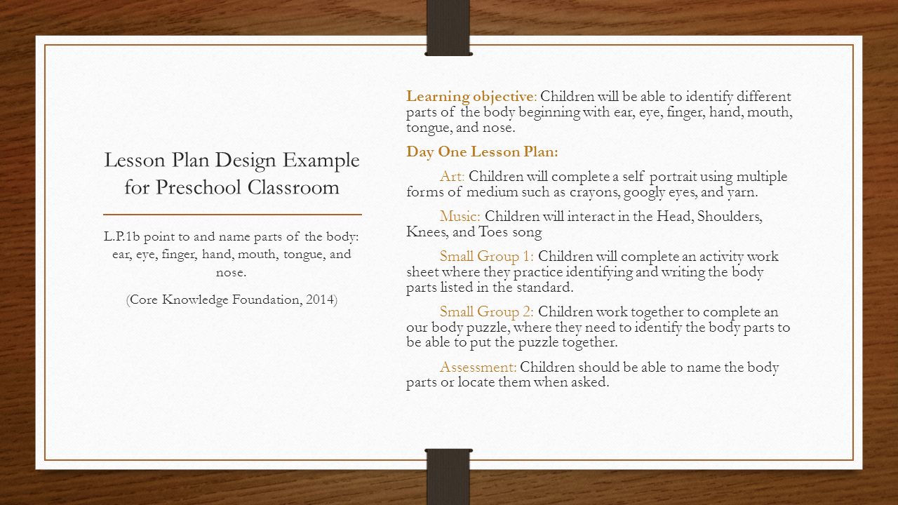 Writing Lesson Plans For Preschool