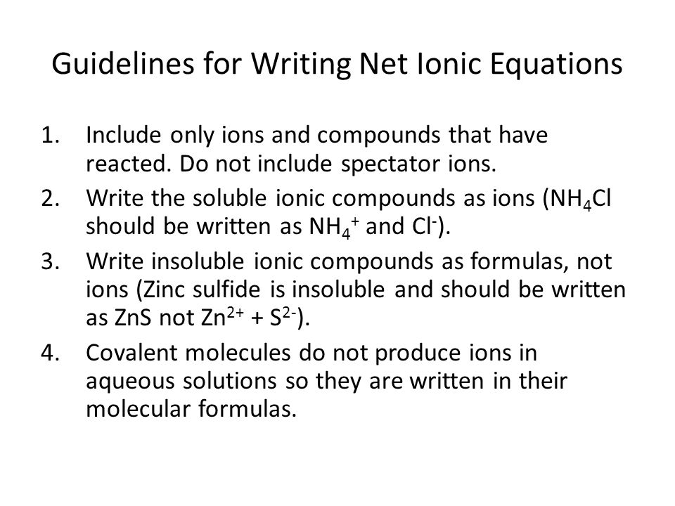 The Net Ionic Equation Of Is Talkchannels Representing Aqueous Ionic Reactions With Net