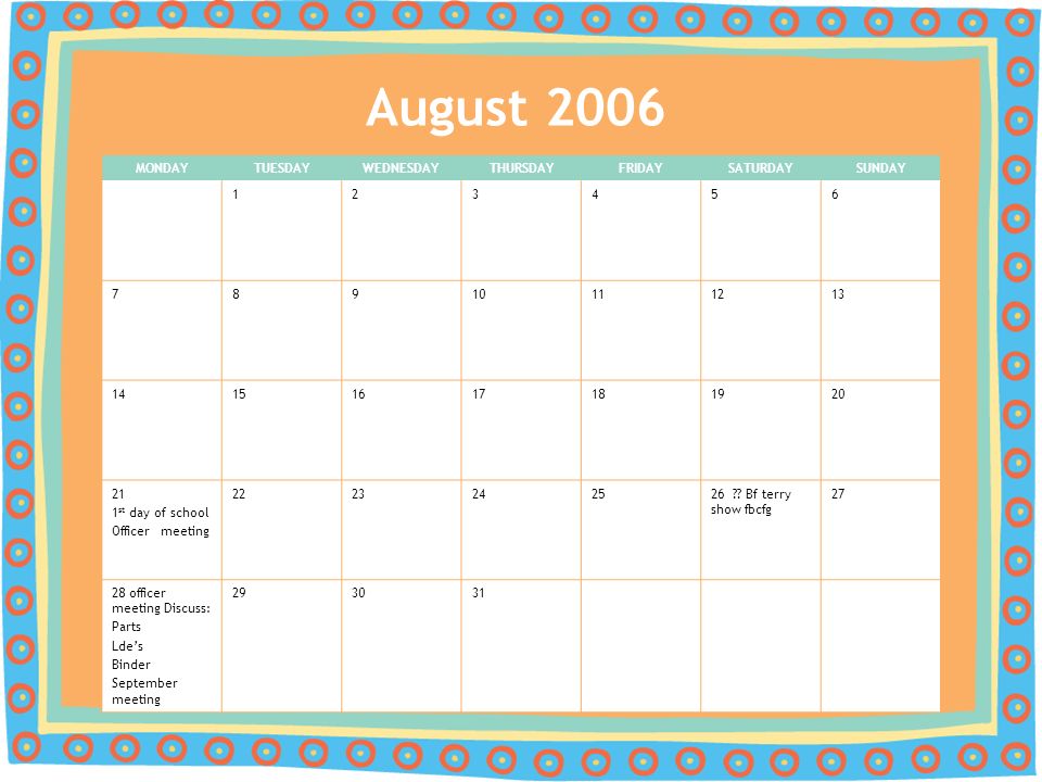 2007 year calendar