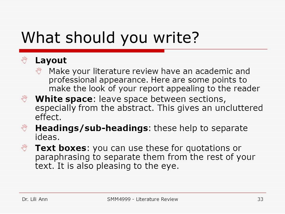 literature review layout
