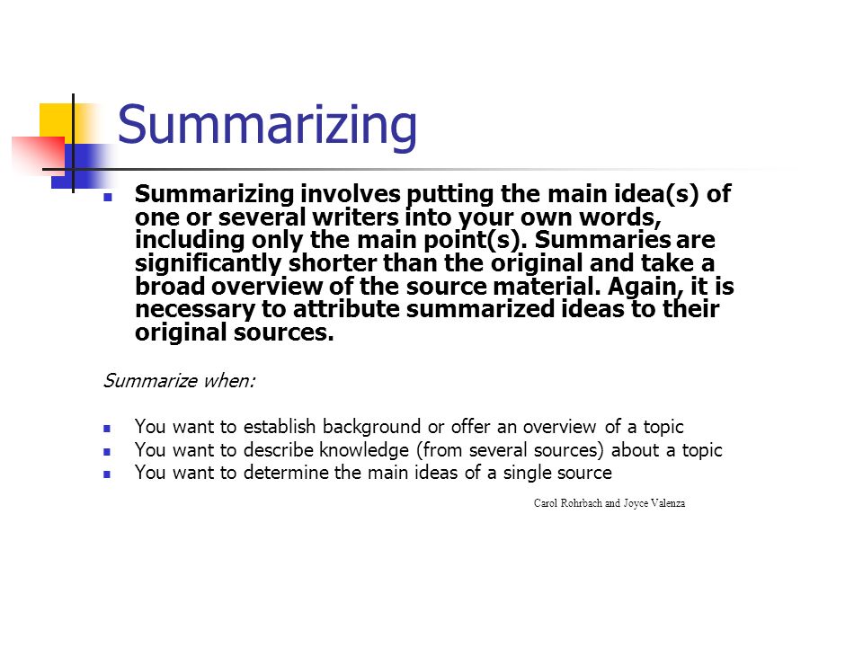 summary idea summary idea