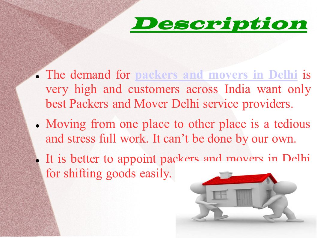 The demand for packers and movers in Delhi is very high and customers across India want only best Packers and Mover Delhi service providers.packers and movers in Delhi Moving from one place to other place is a tedious and stress full work.
