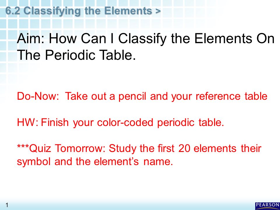 62 classifying the elements 1 aim how can i classify the periodic table first 20 - Periodic Table Quiz 1 20 62 classifying the elements 1 aim how can i classify the periodic table first 20 - Periodic Table Quiz 1 20