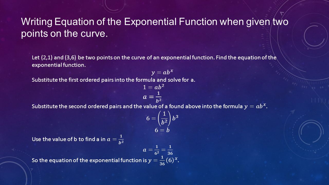 Exponential Functions A Brief Overview 9 Writing Equation Of The Exponential Function When Given Two Points On Curve