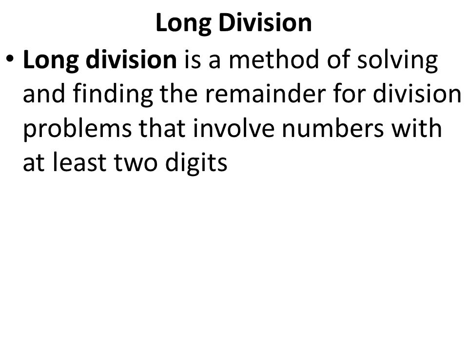 Solving Long Division Problems