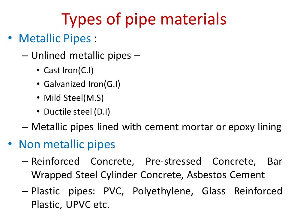 types of pipes