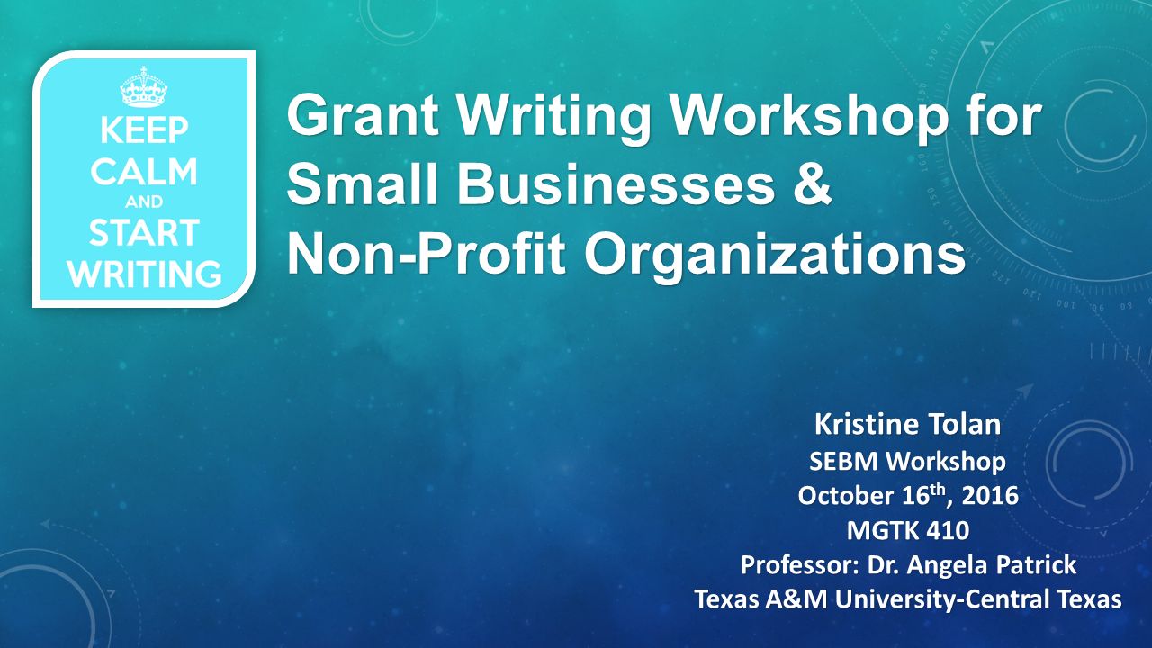grant writing workshops The federal grant writing workshop was supported by the federal office of rural health policy and coordinated by the technical assistance and services center. grant writing workshops The federal grant writing workshop was supported by the federal office of rural health policy and coordinated by the technical assistance and services center.