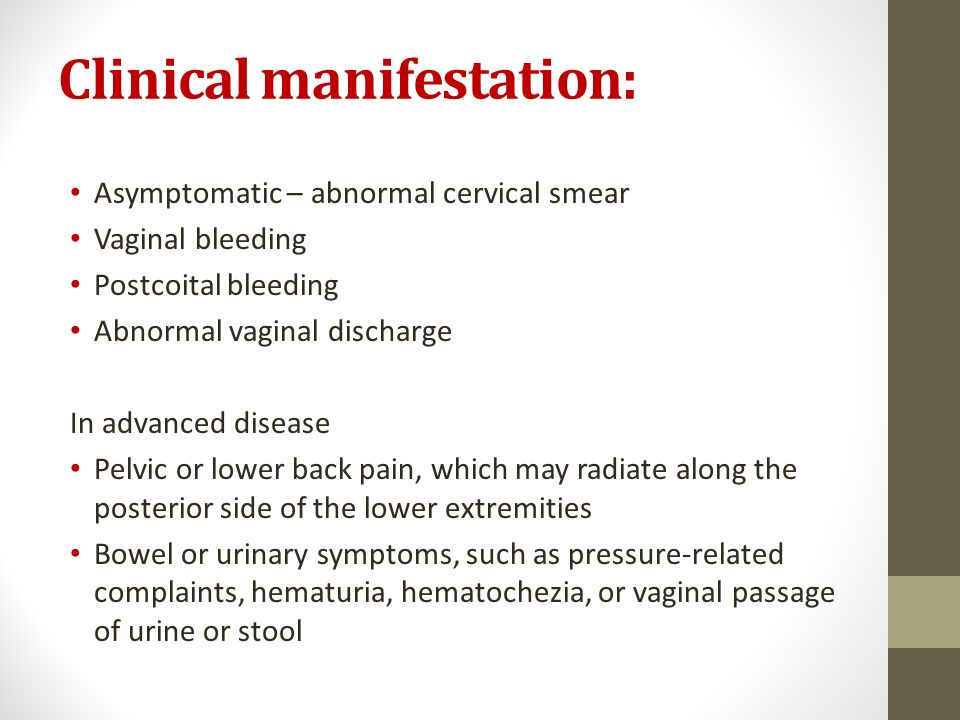 back pain vaginal bleeding and lower