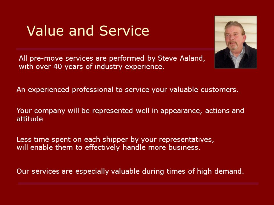 An experienced professional to service your valuable customers.