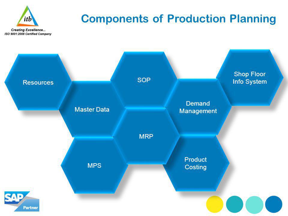 Components of Production Planning Master Data Resources MPS Shop Floor Info System SOP Demand Management Product Costing MRP