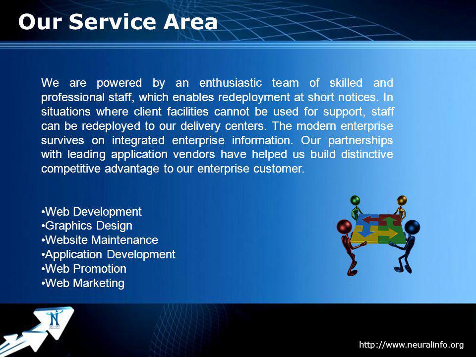 Page 2 Our Service Area We are powered by an enthusiastic team of skilled and professional staff, which enables redeployment at short notices.