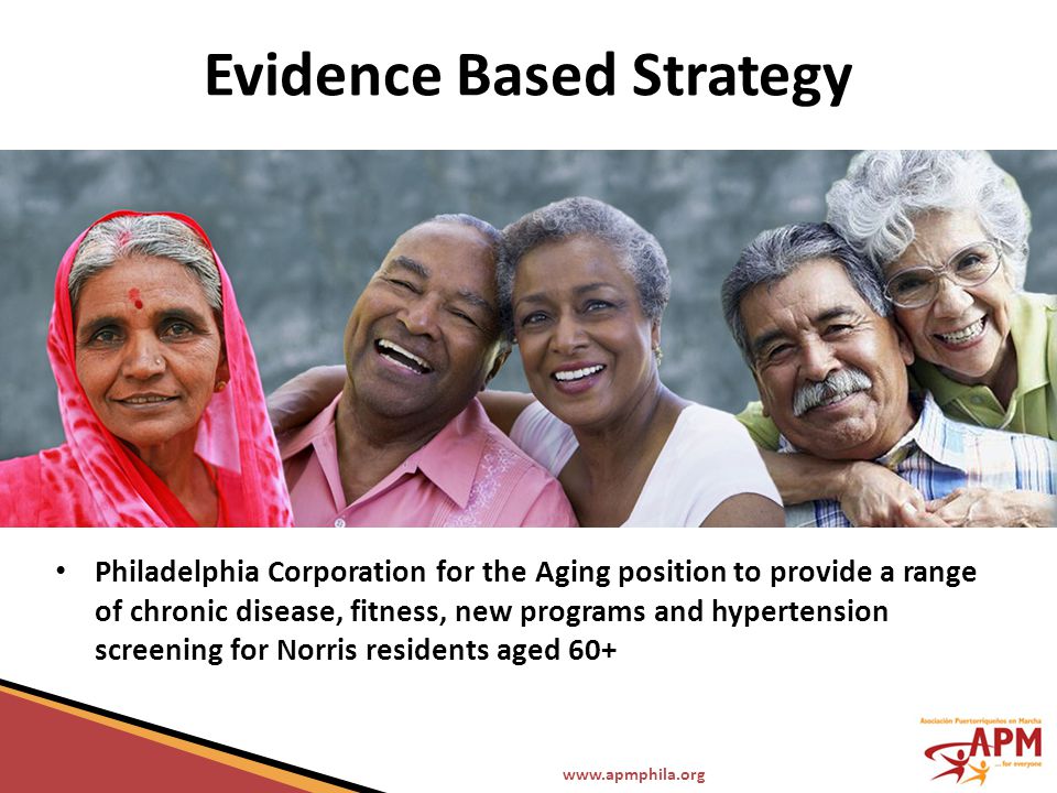 Evidence Based Strategy Philadelphia Corporation for the Aging position to provide a range of chronic disease, fitness, new programs and hypertension screening for Norris residents aged 60+