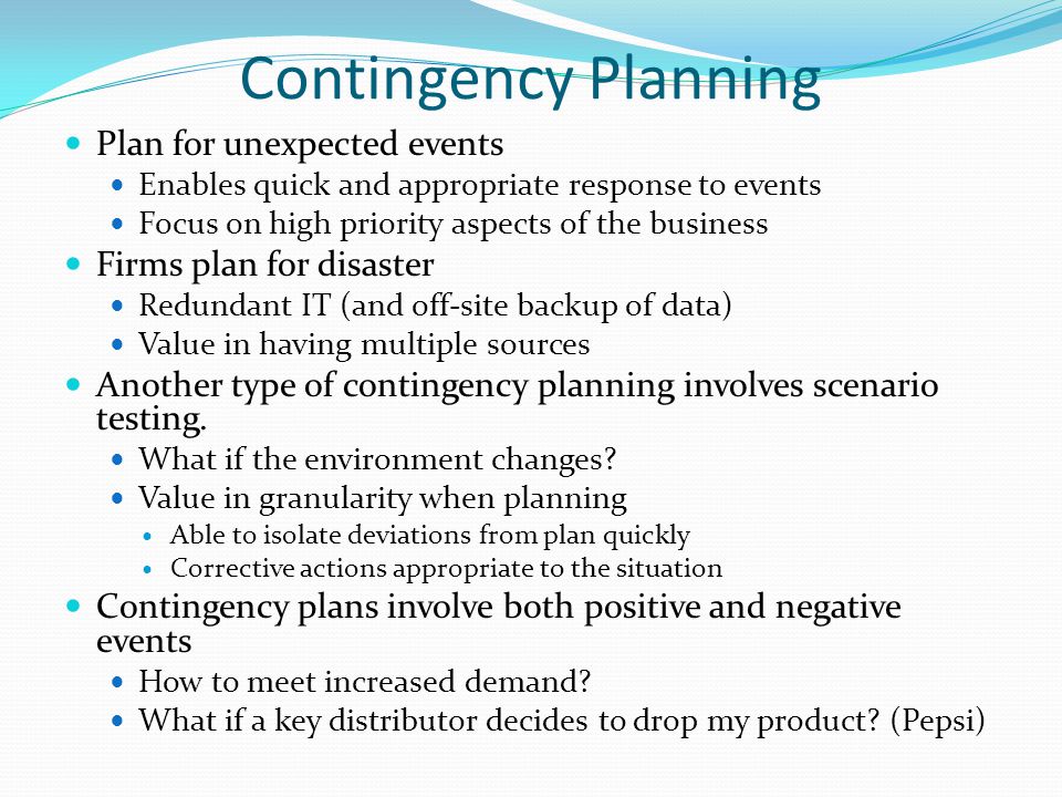 Business plan contingency plan template
