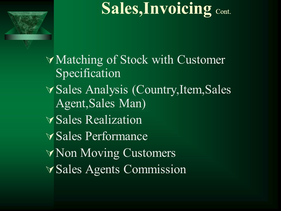 Sales,Invoicing(Cont.) Misc.
