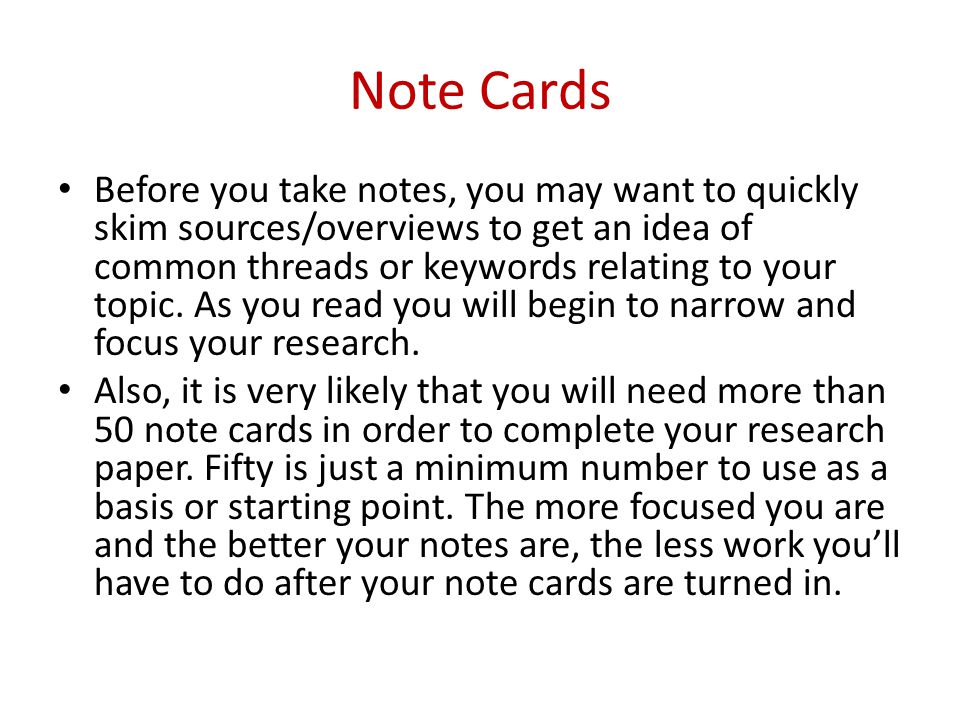 Notecards For Research Paper