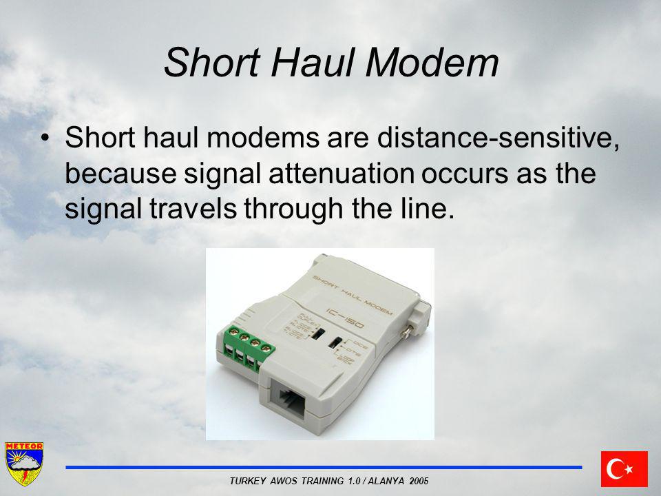 TURKEY AWOS TRAINING 1.0 / ALANYA 2005 Short Haul Modem Short haul modems are distance-sensitive, because signal attenuation occurs as the signal travels through the line.
