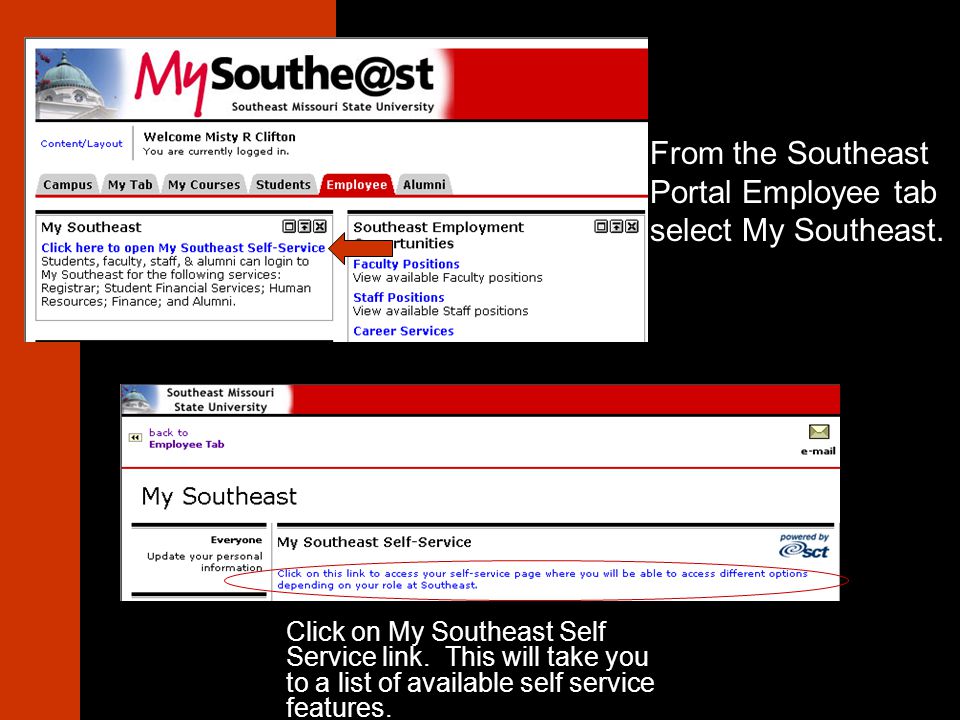Click on My Southeast Self Service link.