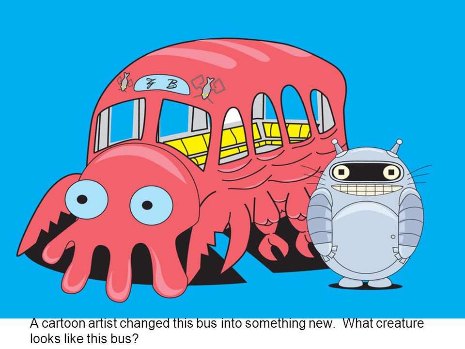 A cartoon artist changed this bus into something new. What creature looks like this bus