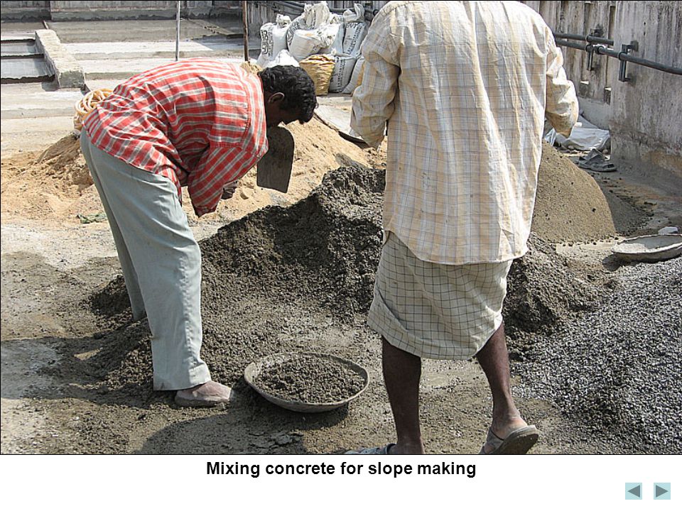 Mixing concrete for slope making