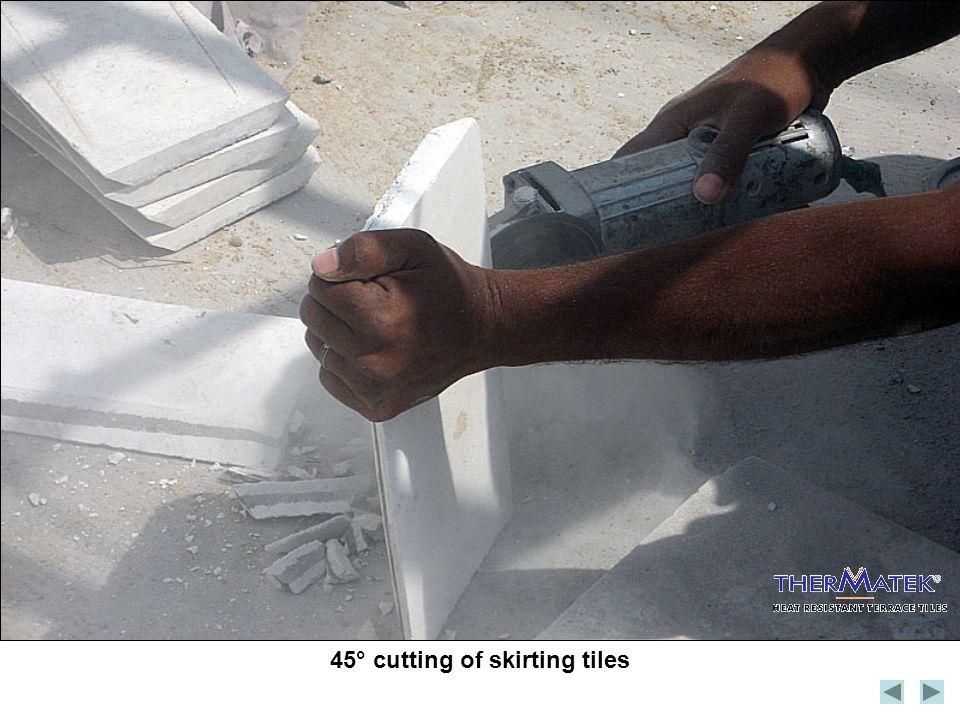 45° cutting of skirting tiles