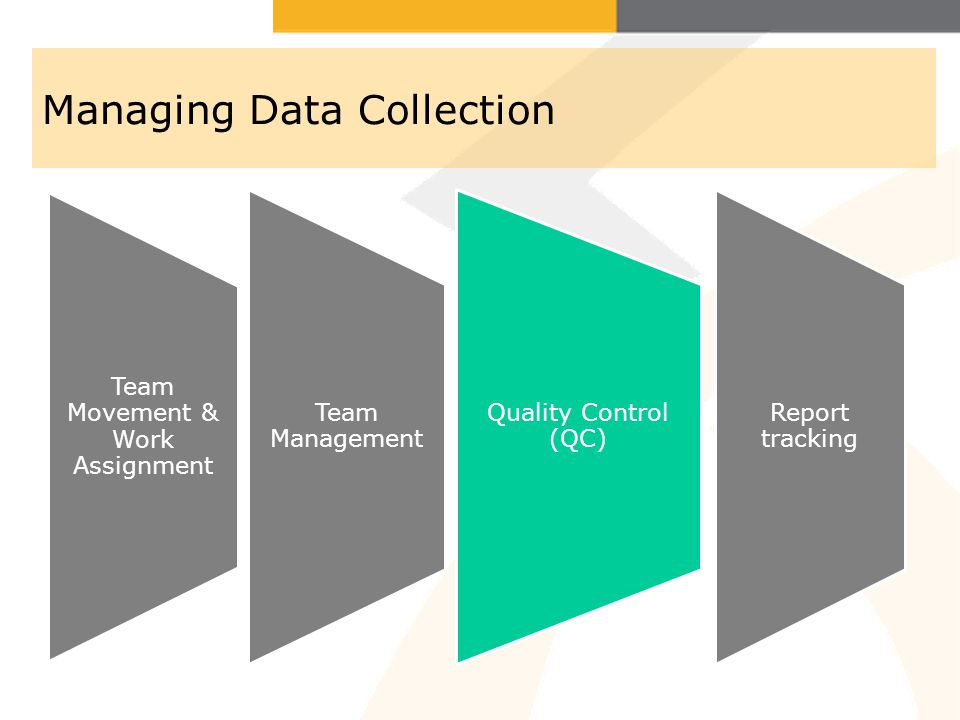 Managing Data Collection Team Movement & Work Assignment Quality Control (QC) Report tracking Team Management