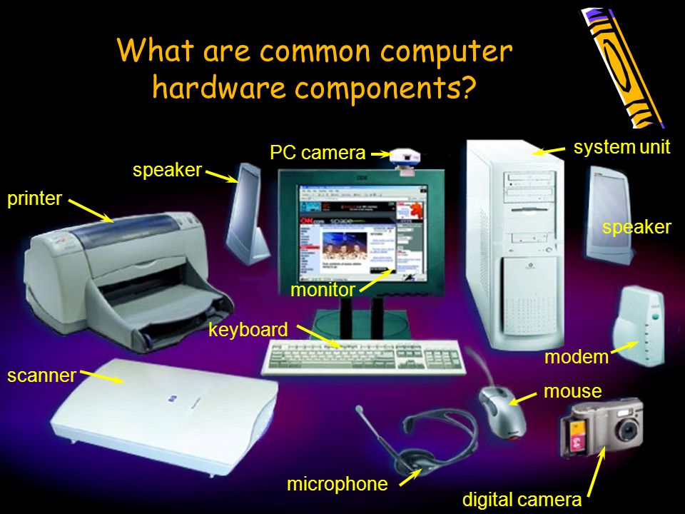 What are common computer hardware components.