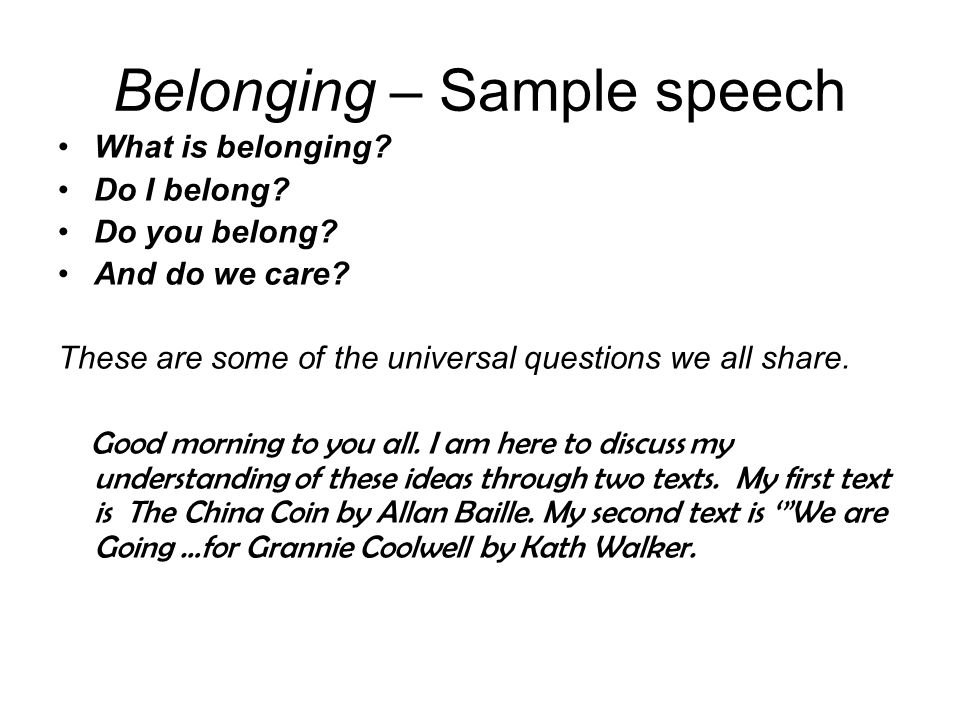 Practice essay questions on belonging