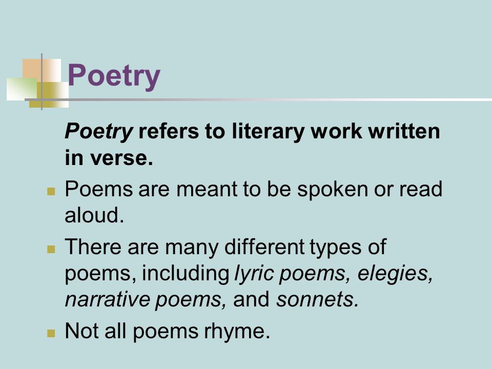 Poetry Poetry refers to literary work written in verse.