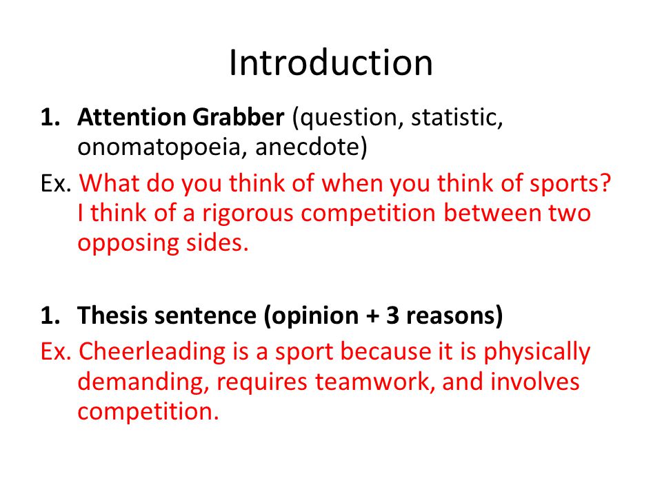 Thesis sentence in introduction