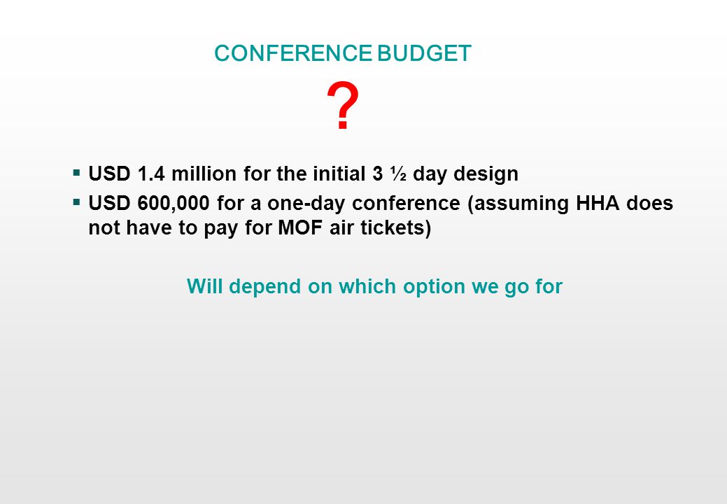 CONFERENCE BUDGET .