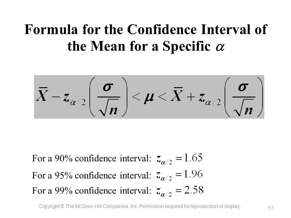 Suggestions Online Images Of Confidence Interval Formula With 18 Terms 1 Z Sub Alpha 2 Means The Value For Which