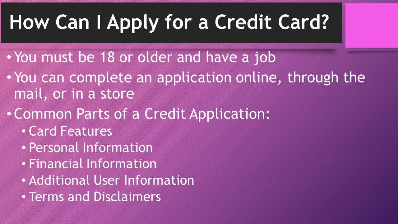 How Can I Apply for a Credit Card.