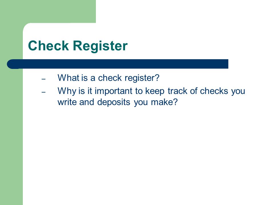 what is a check register