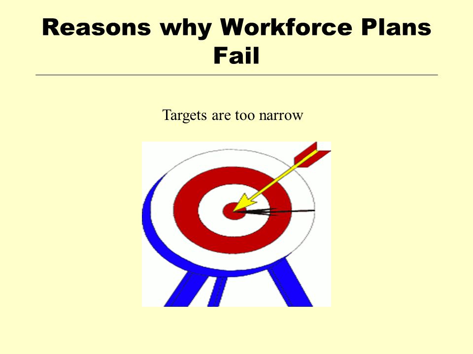 Reasons why Workforce Plans Fail Targets are too narrow