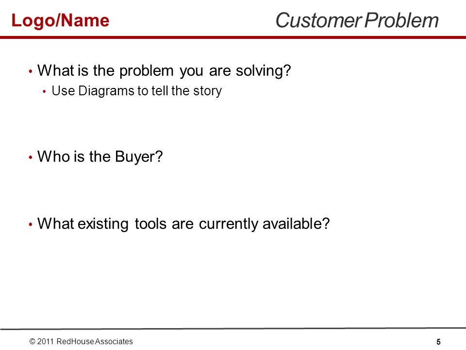 Logo/Name Customer Problem What is the problem you are solving.