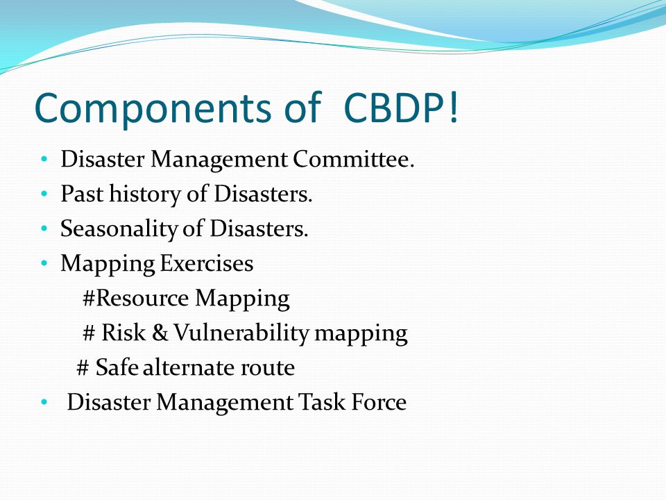 Components of CBDP. Disaster Management Committee.