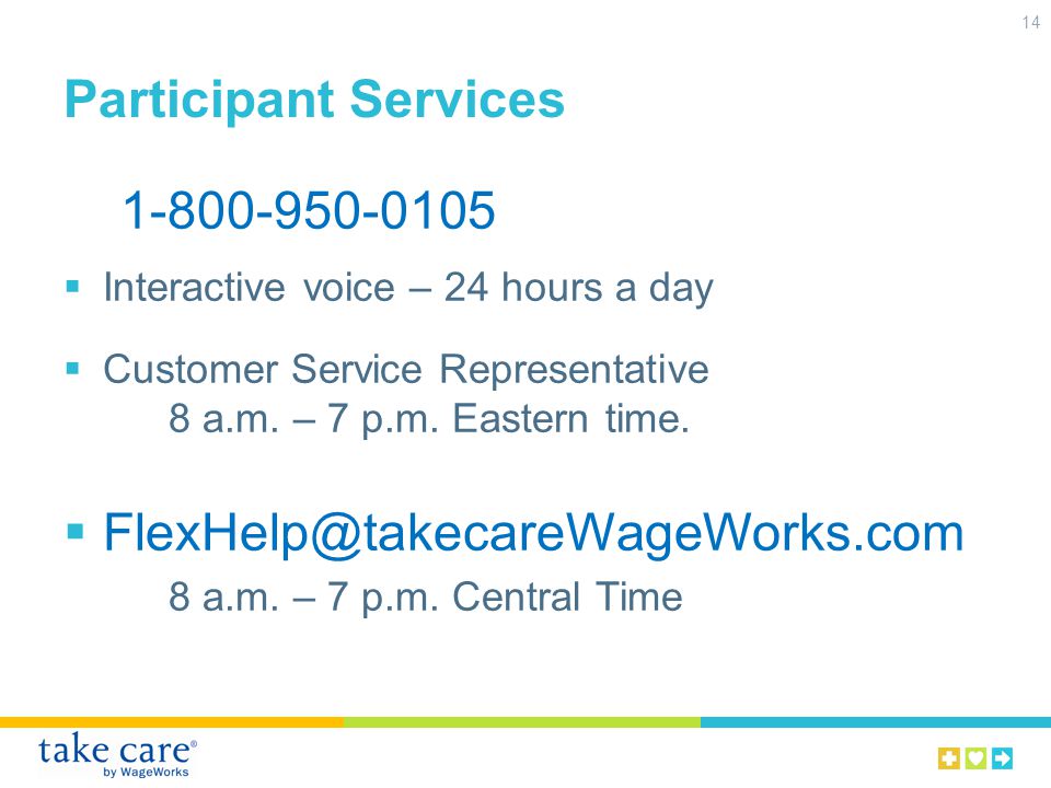Participant Services Interactive voice – 24 hours a day Customer Service Representative 8 a.m.